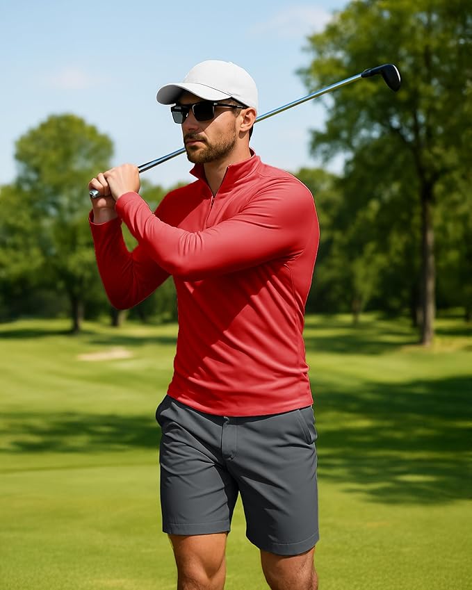 Boladeci Men's UPF 50+ Sun Shirts 1/4 Zip Long Sleeve SPF UV Protection Lightweight Quick Dry Quarter Zip Golf Shirts