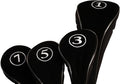 Black Golf Zipper Head Covers Driver 1 3 5 7 Fairway Woods Headcovers Metal Neoprene Traditional Plain Protective Covers Fits All Fairway Clubs and Drivers up to 460cc for Golfing Buddies