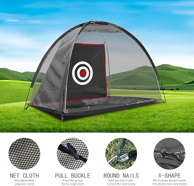 Black Golf Nets for Backyard Golf Practice Net Golf Hitting Net Training Aids with Target Cloth and Carrying Bag