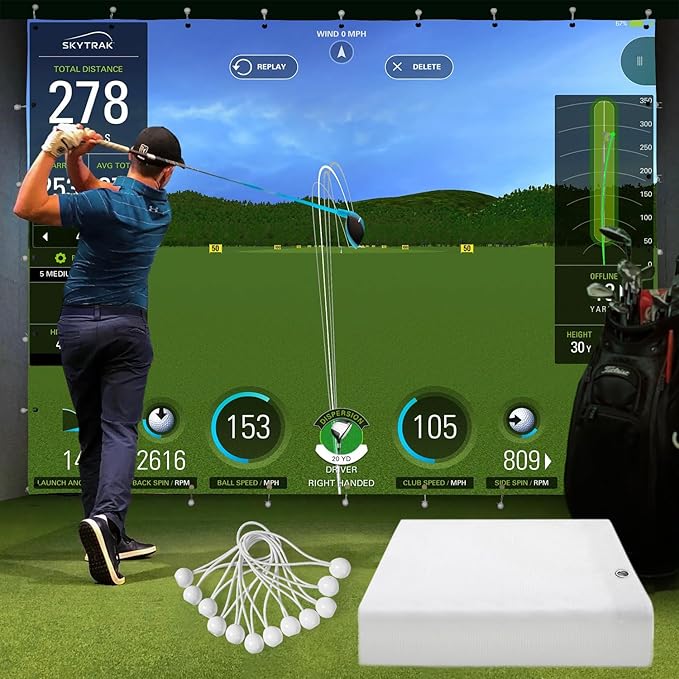 Golf Simulator Impact Screen for Training Indoor/Outdoor, 3D Air Mesh Golf Impact Screen, Ultra Clear Projector Screen for Home with Grommet Holes, 8 Size Options