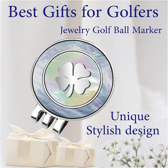 Golf Ball Marker Hat Clip with Pearl Ball Marker, Golf Gifts, Golf Accessories, Golf Ball Markers for Women