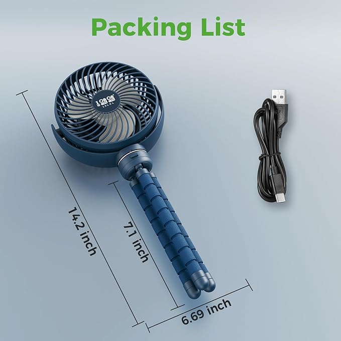 10L0L Golf Cart Fan Rechargeable with Flexible Tripod Mount - 10000mAh Battery Operated Portable Fan 360° Rotatable Head, Fits for Yamaha/EZGO/Club Car Golf Cart with LED Light
