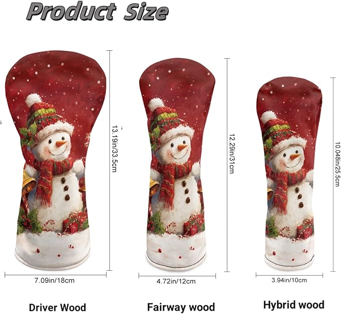 Golf Club Head Covers for Club Protective, Waterproof PU Leather Driver Fairway Wood Hybrid Head Cover