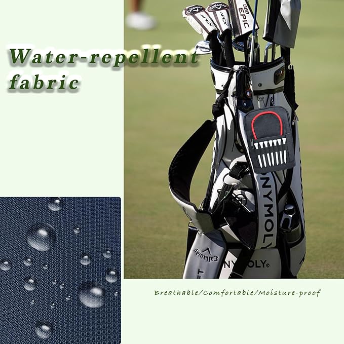 Golf Pouch Accessory Organizer, Portable Golf Valuables Bag, Zippered Multi-Pocket Storage Bag, Can Store Small Tools Such As Balls, Tees, And Rangefinder (Red Trim)