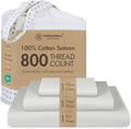 Threadmill Luxury 800 Thread Count 100% Cotton Sheets - Sateen Weave Twin XL Bed-Sheets, Better Than Egyptian Cotton,3 Pc Solid Bedding Set (Light Grey), Fits 15" Deep Pocket