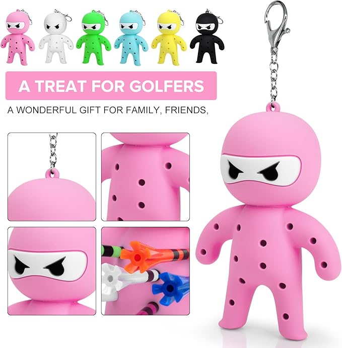 Golf Tee Holder, Ninja Portable Funny Golf Tees Holder Keychain Golf Gift Golf Accessories for Men & Women