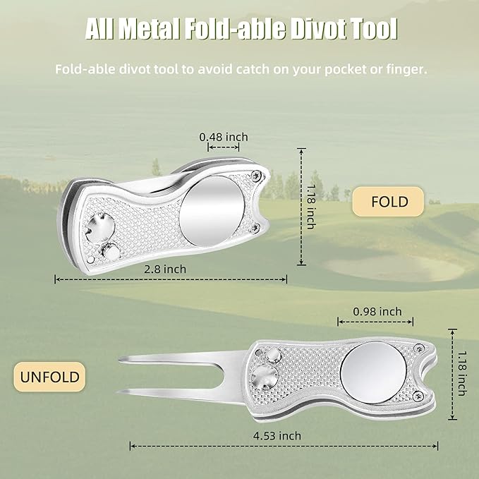 Mile High Life Printed Golf Towel(16"x24"), Brush Tool Kit, Divot Repair Tool, Microfiber Towel，Brush with 2FT Retractable Cord, Repair Tool w Magnetic Golf Ball Marker