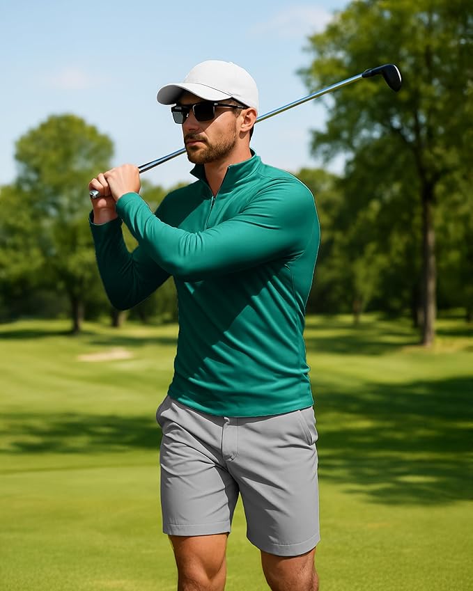 Boladeci Men's UPF 50+ Sun Shirts 1/4 Zip Long Sleeve SPF UV Protection Lightweight Quick Dry Quarter Zip Golf Shirts