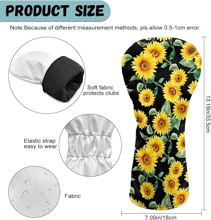 Golf Club Head Covers for Club Protective, Waterproof PU Leather Driver Fairway Wood Hybrid Head Cover