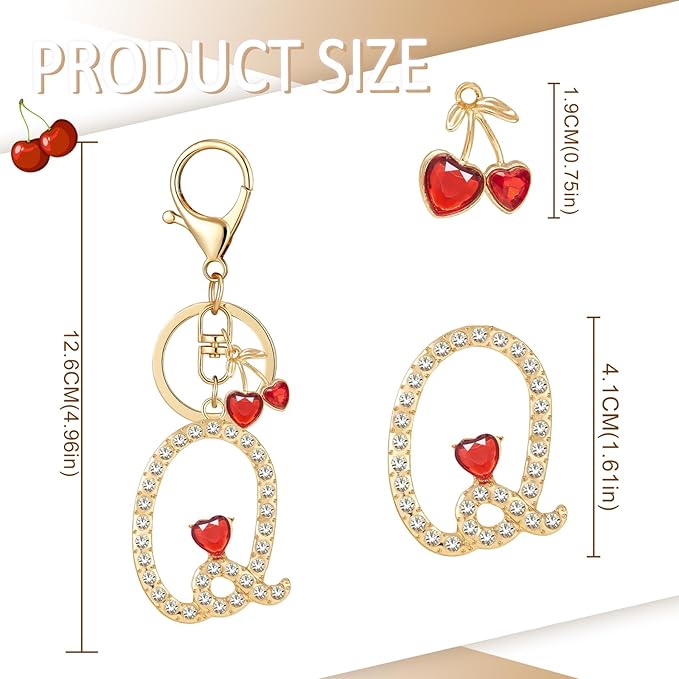Gold Plated Alphabet Initial Letter Keyring Keychain for Women Girls Crystal Key Chains for Wallet Backpack Bag Charm