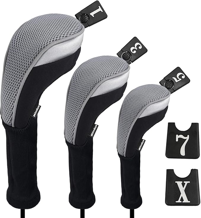 Andux 6pcs/Set Golf Club Head Covers Woods Drivers Fairway Hybrid Set Long Neck (3 Hybrid + 3 Woods)