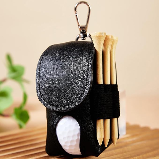 Drawelry Personalized Golf Balls Bag, Mini Golf Ball Pouch Storage Bag Portable Leather Golf Tee Holder Fathers Day Birthday Gift for Golfers Men Women