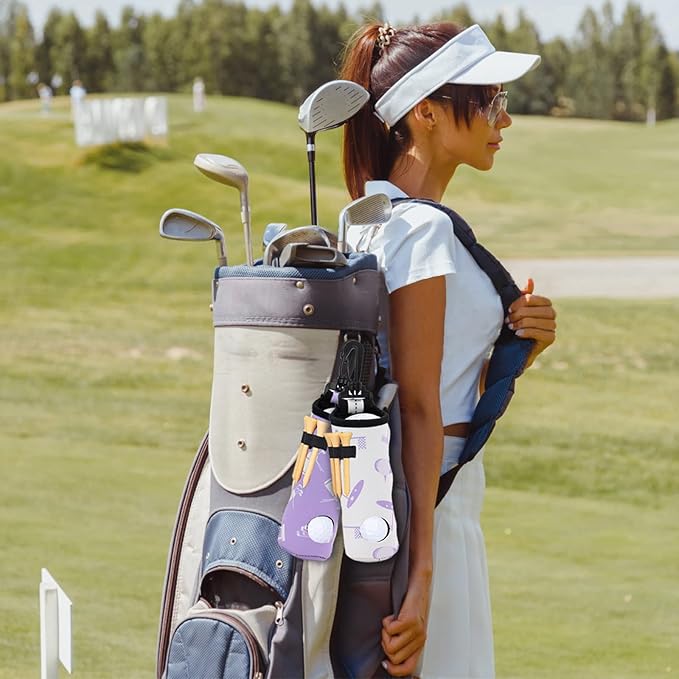 GAG GIFTS Golf Gifts for Women, 2 Pack Golf Ball Tee Holder, Print Golf Ball Carry Bag with Light Weight Hook, Portable Golf Accessories for Ladies/Girls, Golf Tee Holder Pouch