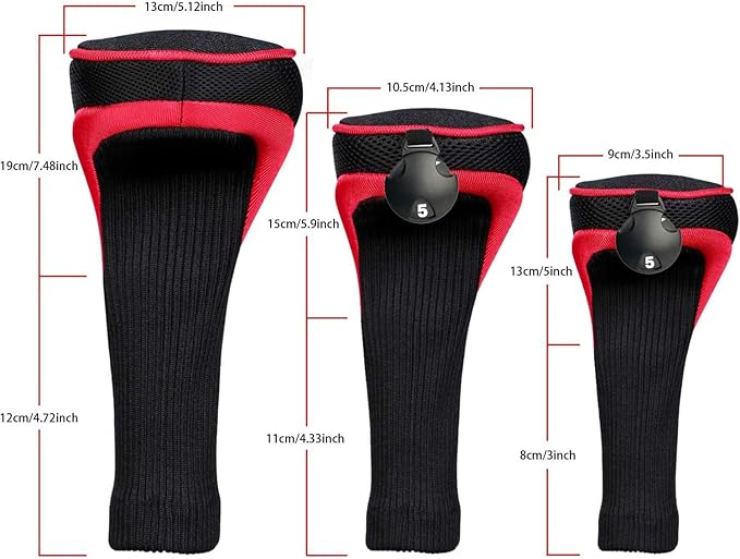 3pcs Nylon Golf Head Covers with Interchangeable Tags, Elastic Self-Fixing Closure, Durable Golf Accessories for Fairway & Driver Clubs