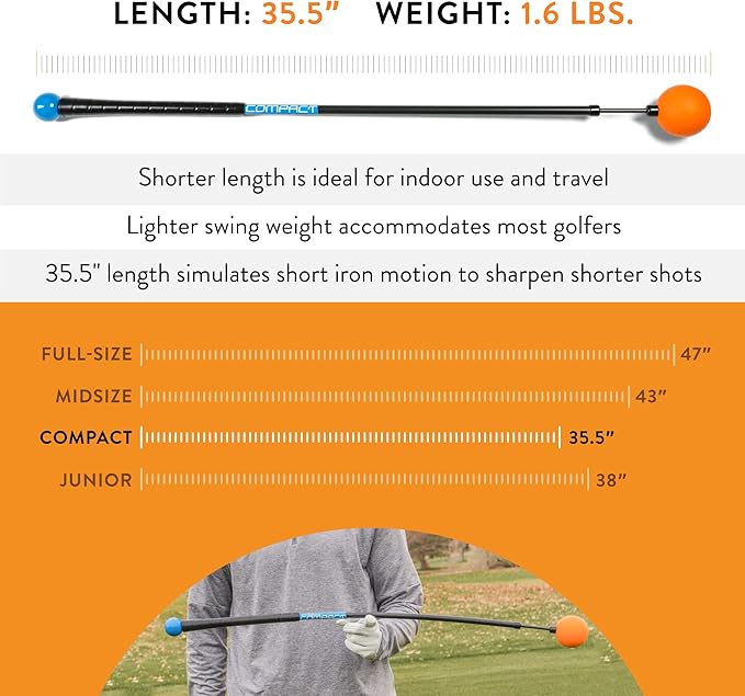 Orange Whip Golf Swing Trainer Aid Patented & Made in USA for Improved Rhythm, Flexibility, Balance, Tempo, and Strength *American Made*