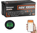 HumsiENK 48V 100Ah Golf Cart LiFePO4 Lithium Battery with Bluetooth Group 8D, 15000+ Deep Cycle Battery, Built-in 200A BMS with Low-Temp Protection Golf Cart Accessories