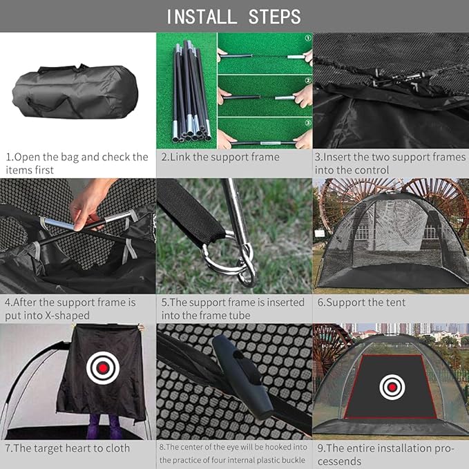 Black Golf Nets for Backyard Golf Practice Net Golf Hitting Net Training Aids with Target Cloth and Carrying Bag