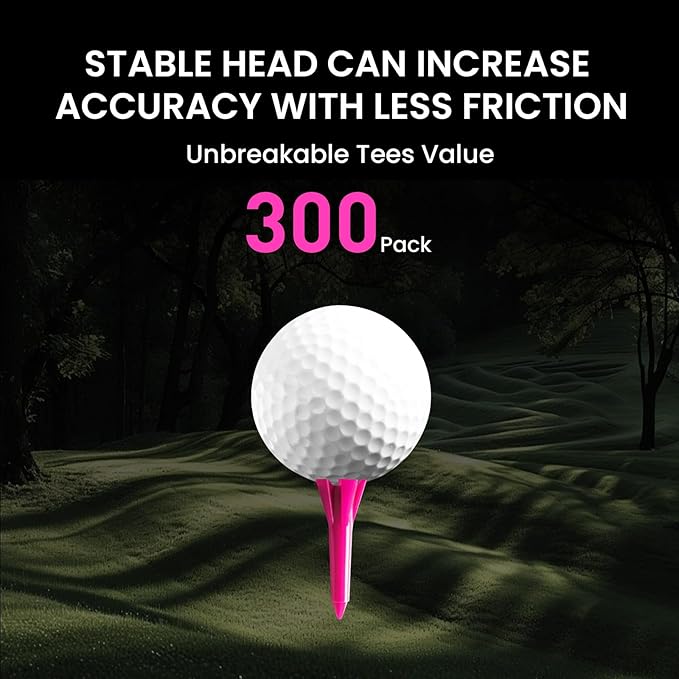 Golf Tees Plastic 1 1/2 inch Value 300 600 Pack, Upgrade More Unbreakable Bulk Stable Reduce Friction Side Spin Tee for Men Women Ladies