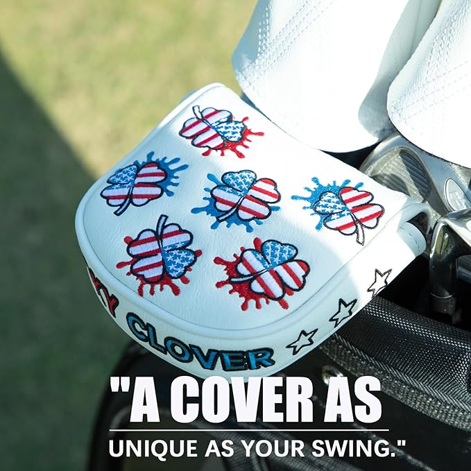 Golf Club Head Covers for Driver Cover, Fairway Wood Cover Hybrid Head Cover, USA Style Premium Leather Golf Headcovers Fits Golf DF3 Putter, Blade Putter Cover, Fits Most of Golf Club Covers