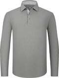 Alex Vando Mens Golf Shirt Moisture Wicking Quick-Dry Solid Long Sleeve Polo Shirts for Men