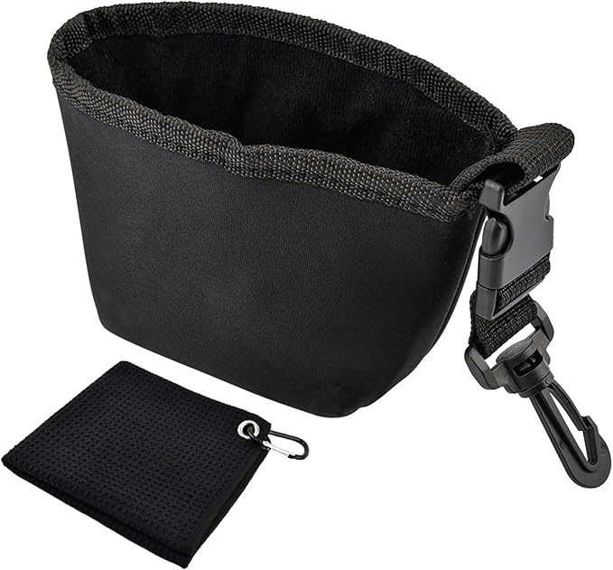Golf Club and Golf Ball Cleaning Bag - Cleans Club Grooves, Portable Waterproof Clean Face Tech, Detachable Clip, Quick Dirt & Grass Removal, for Golfers