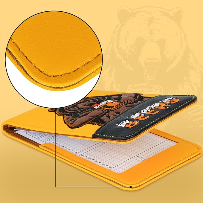Golf Scorecard Holder & Yardage Book Cover, Golf Accessories Black Premium Leather Yardage Book Holders Cover