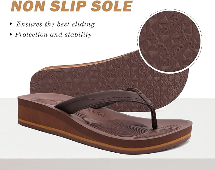 COFACE Flip Flops for Women With Comfortable Arch Support Ladies Fashion Platform Thong Sandals Soft Yoga Mat Sole For Beach/Indoor Outdoor