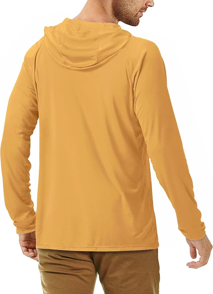 Roadbox UPF 50+ Fishing Shirts for Men, Long Sleeve UV Sun Protection Hoodie, Outdoor Hiking Running Swimming Rash Guard