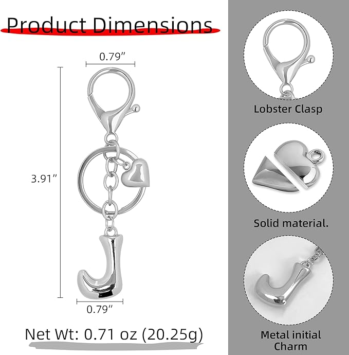 Gold Bubble Heart, Cherry, Bow & More Designs Letter Initial Keychain Bag Charms – Cute Purse Charms for Handbags