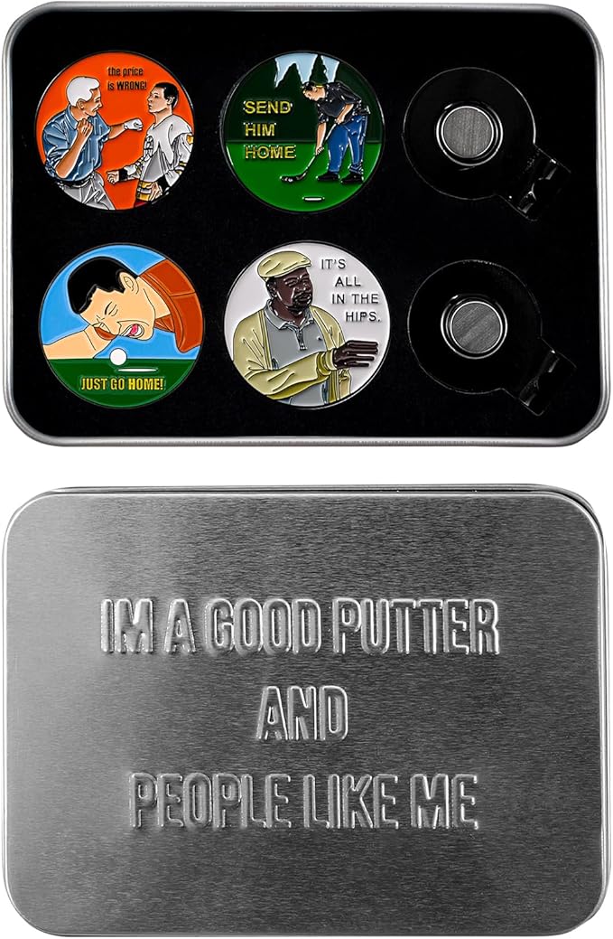 Golf Ball Markers Gift Set - Funny Golf Gifts for Men and Women Golfers (Happy)