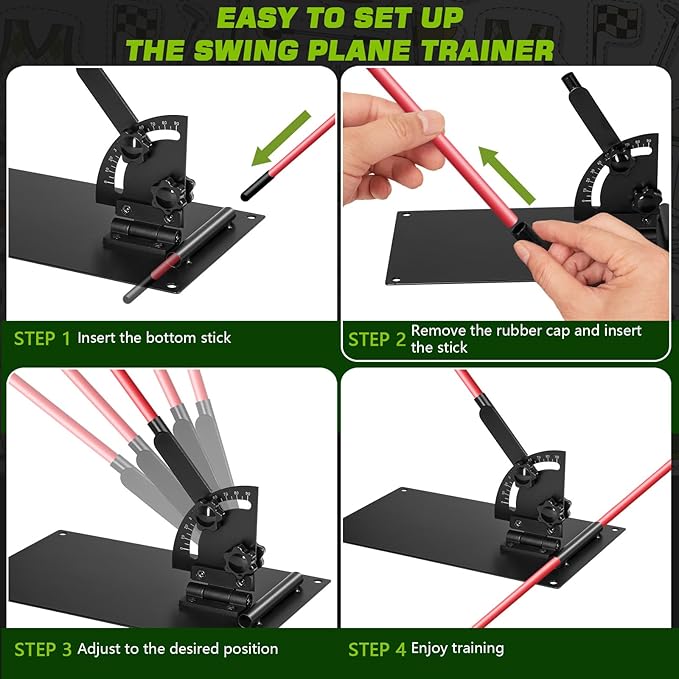 Pro Golf Alignment Sticks Holder – Adjustable Swing Plane Trainer with Weighted Base | Angle Plate Golf Training Aid for Swing Path, Putting & Aiming (Precise Scale Adjustment) (with Scale)