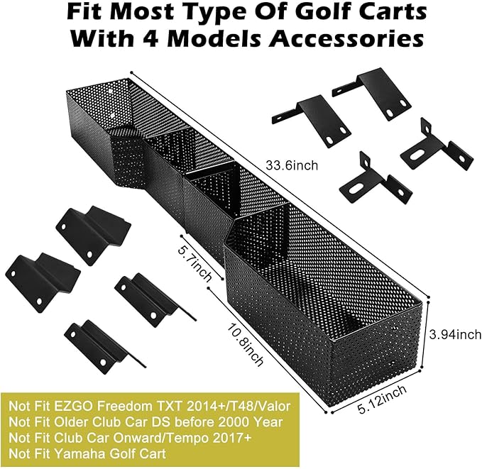 MOSNAI Golf Cart Front Inner Basket Dash Storage/Tray Organizer, Golf Cart Inner Storage Utility and Durable Basket