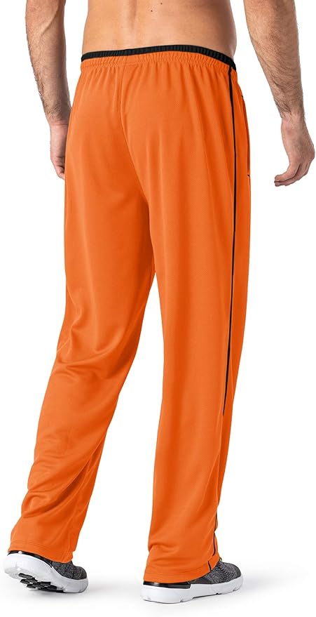 MAGNIVIT Men's Lightweight Sweatpants Loose Fit Open Bottom Mesh Athletic Pants with Zipper Pockets