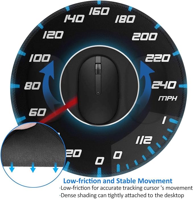 Racing Car Mouse Pad, Speedometer Mouse Pads for Desk, Stitched Edge Mousepad with Non-Slip Rubber Base, Gaming Mouse Mat for Computer Laptop Home Office