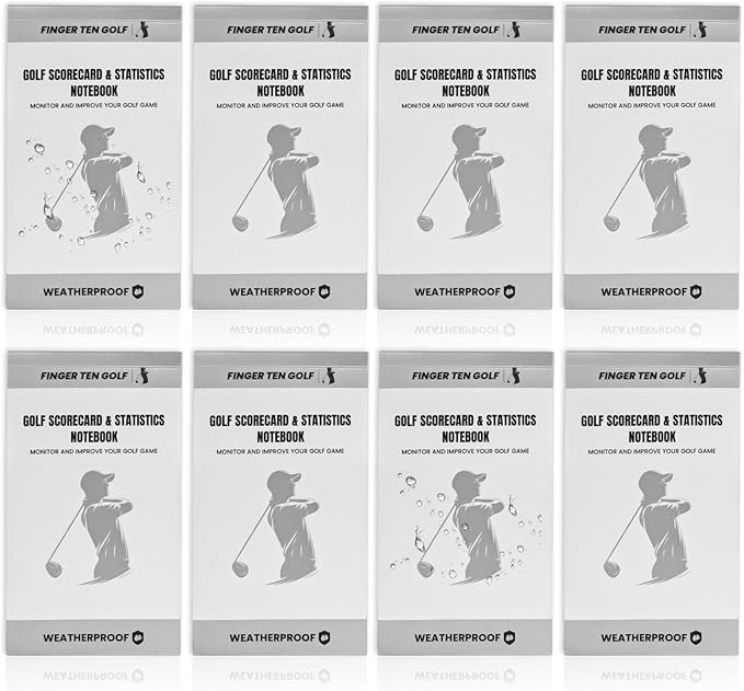 FINGER TEN Golf Scorecard Book Stats Statistics Log Notebook Waterproof Paper Value 1/2/4/8 Pack, Fit Golf Score Card Holder Cover