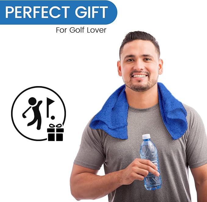 Personalized Passion Golf Towel with Embroidered Name - 16"x26" Custom Golf Towels with Clip - Soft & Highly Absorbent Plush Velour - Easily Wipes Away Sweat and Dirt - Gift for Golfers - Royal Blue.