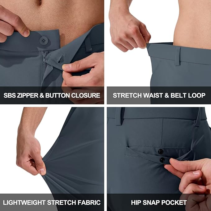 QPNGRP Men's Golf Pants 30"/32"/34" Inseam Lightweight Stretch Work Dress Pants