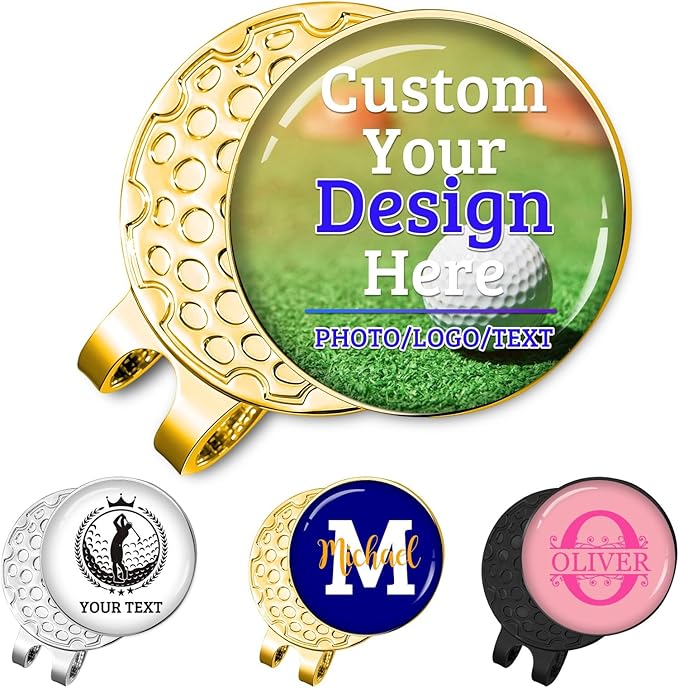 Custom Golf Ball Marker Hat Clip Personalized Magnetic Golf Ball Markers Customized with Photo Logo Text Name Gifts for Men Women Golfers