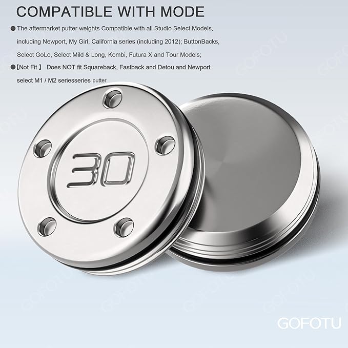 Golf 2pcs. 5g/10g/15g/20g/25g/30g/35g/40g/45g Choice Weight Golf Custom Putter Screws Weights Compatible with Titleist Scotty Cameron Golf Club Heads Putters Newport