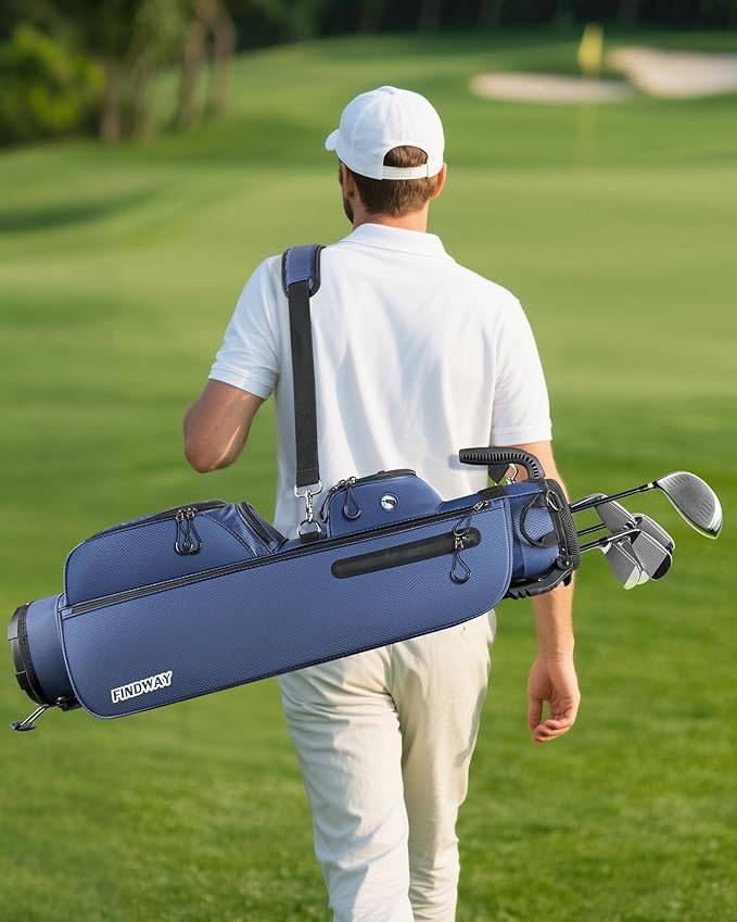 Findway Small Golf Bag Lightweight Pitch and Putt Golf Bag with Stand, Adjustable Dual Straps, Golf Stand Bag for Extra Storage in a Smaller Size, Golf Gifts for Men and Women