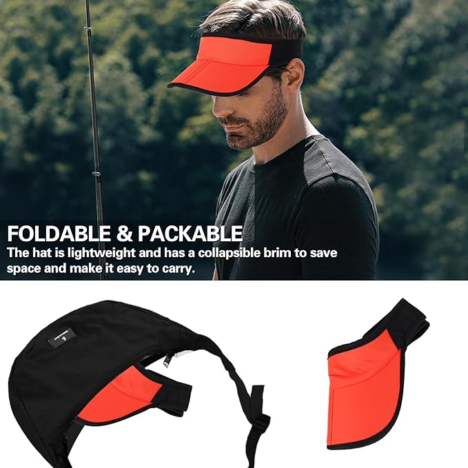 HH HOFNEN Sports Sun Visor Hats Men Women Foldable Brim Lightweight Packable Adjustable Visor Caps Running Golf Tennis