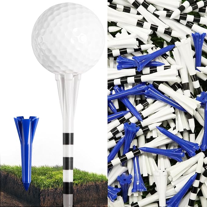 FINGER TEN Unbreakable Golf Tees Plastic 80 3 1/4" or 2 3/4" Driver Tees with 20 1 1/2" Iron Tees Assorted Pack, Low Resistance & Consistent Height Long Short Tees with Bright Colors