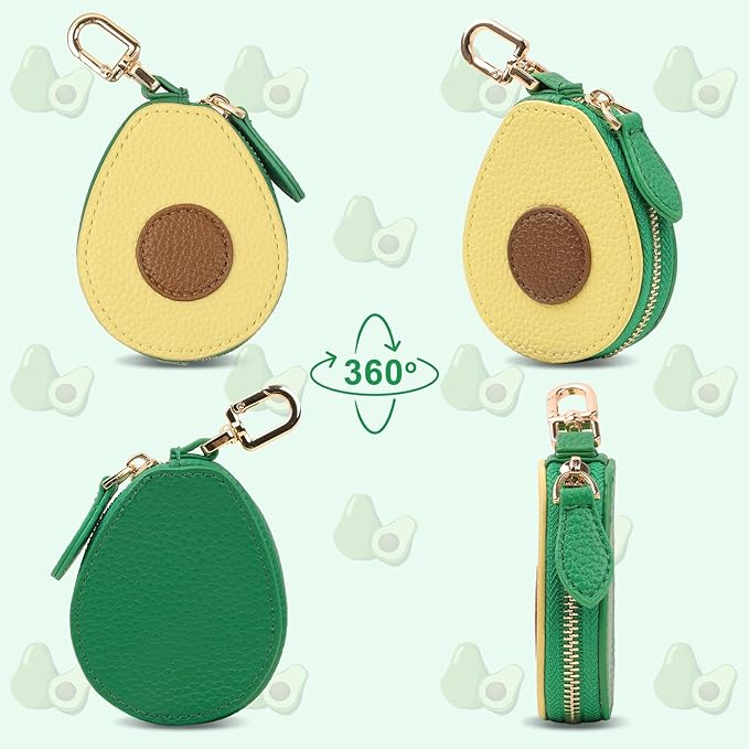 XSUIOY Orange Fruit Coin Purse Keychain Bag Charm, Mini Leather Coin Purse & Pouch Airtag Holder Keychain, Kawaii Bag Charms for Handbag, Tote, Keys, Airtag, Gifts for Girls & Women