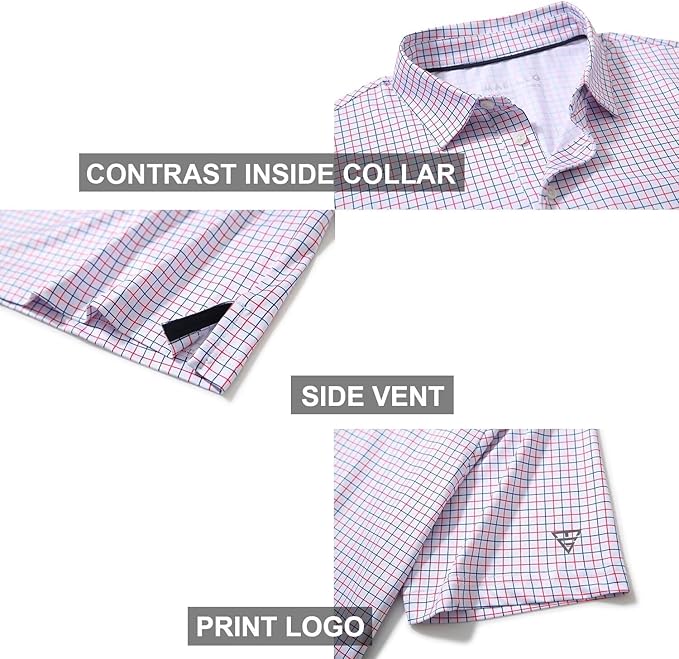 Golf Shirts for Men Dry Fit Short Sleeve Print Performance Moisture Wicking Polo Shirt