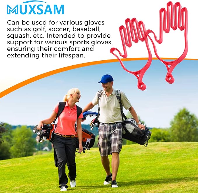 MUXSAM Golf Gloves Stretcher Holder Keeper Hanger Gloves Support Frame Golf Gloves Holder Rack Dryer Shaper Tool Accessories for Golfer Gloves Maintenance(1 Pair 2Pcs)