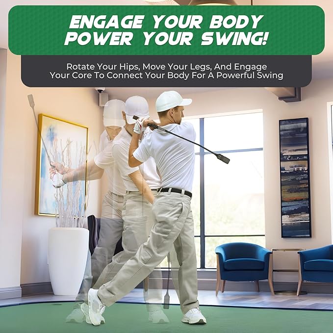 Golf Swing Trainer - Click Stick Golf Trainer for Golf Tempo Practice, Weighted Golf Training Aid Helps Enhance Strength, Improve Swing Rhythm & Maintain Balance