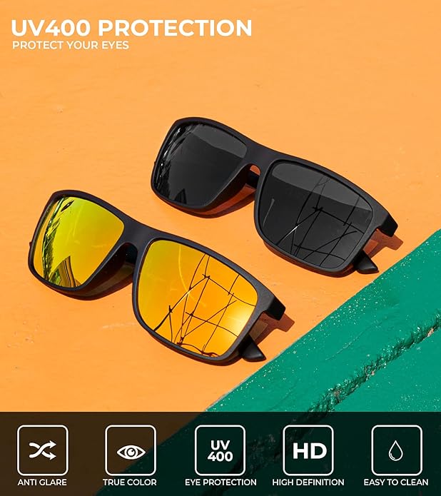 KALIYADI Polarized Sunglasses for Men and Women, Mens Sun Glasses with UV Protection for Driving Fishing Golf (3 Packs)