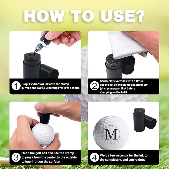 Custom Golf Ball Stamp Marker Personalized Golf Ball Name Logo Quick-Dry Self-Inking Stamper Golf Gift for Men Golfer Dad