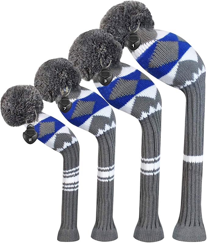 Scott Edward Knit Wood Golf Club Head Covers 4 Pieces Knitted Item Fit Over Well Driver Wood(460cc) Fairway Wood and Hybrid(UT)
