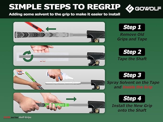 Gowolf Golf Grip Cord Rubber Multi-compound Golf Driver Irons Club Choose 13 Grips with 15pcs Tapes Or Full Kit choose one
